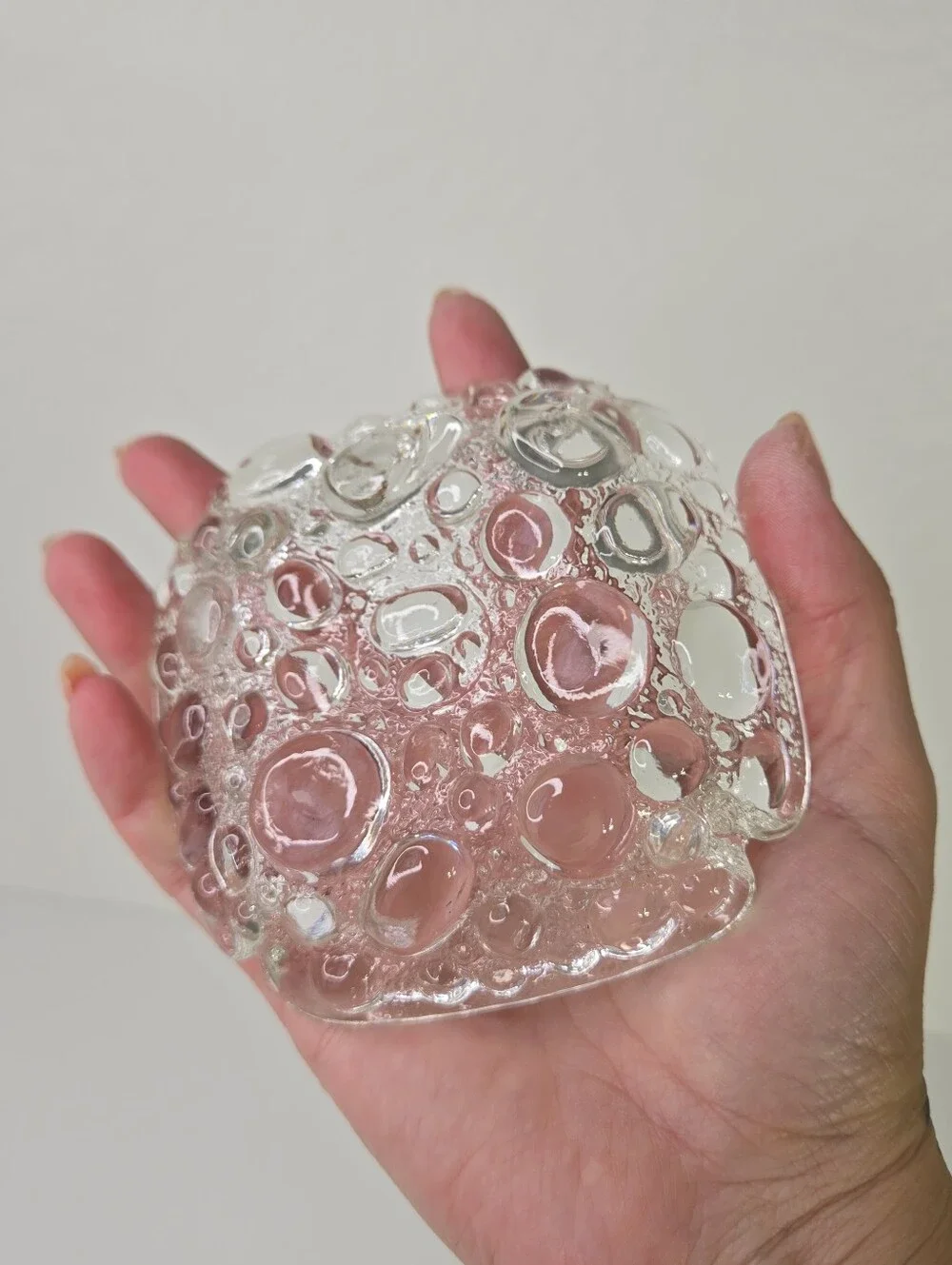 VTG Bubble Glass Ashtray Retro MCM 1960s Square Clear Glass Tray Raindrop